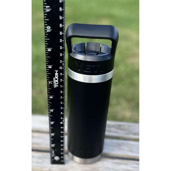 YETI Rambler Bottle 18 oz Black Stainless Steel with Straw Cap Vacuum Insulated - Picture 5 of 7